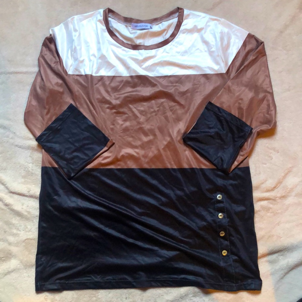 NWOT Color block top. Cotton blend, size 2x.